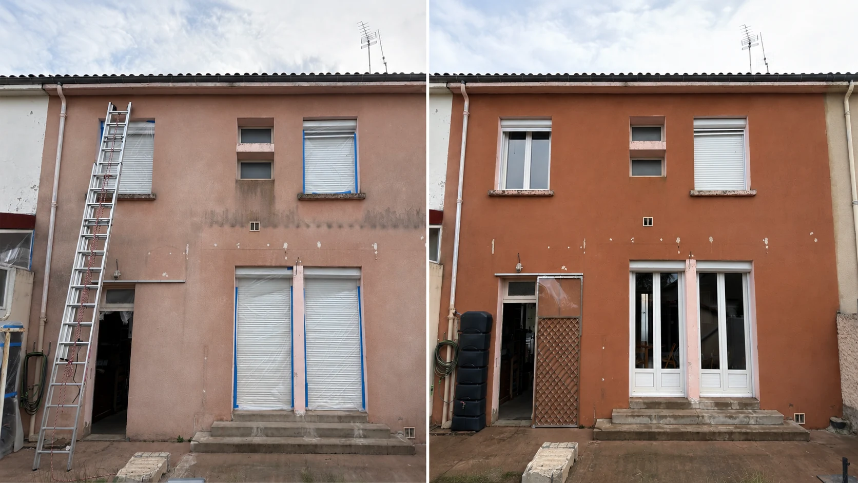 Avant/après nettoyage de façade à Albi